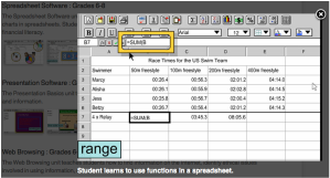 Screen capture of learning.com lesson screen